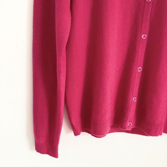 Cashmere cardigan L Lochmere EWM bright magenta pink crew neck long sleeved knit - Picture 4 of 16